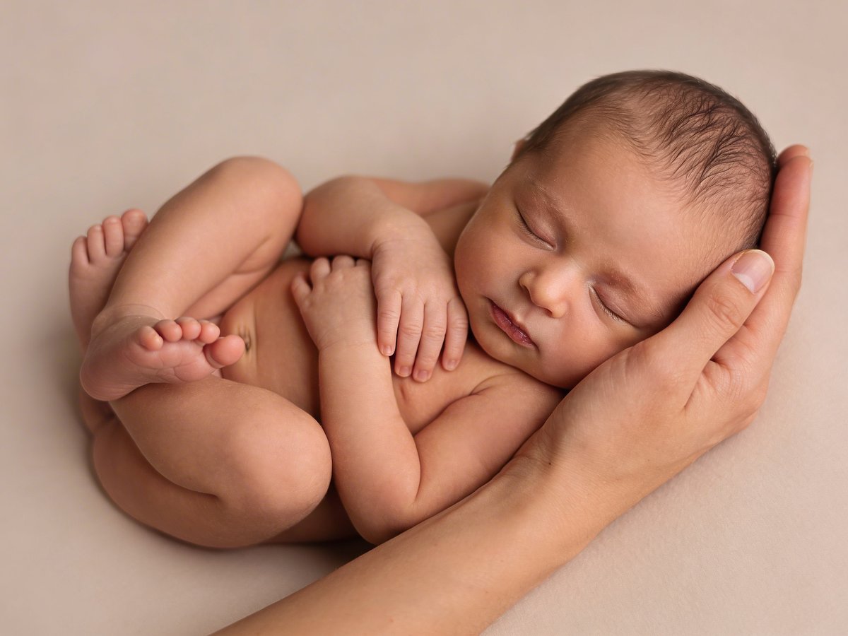 Veilige poses voor pasgeboren baby met correcte ondersteuning van hoofd en lichaam