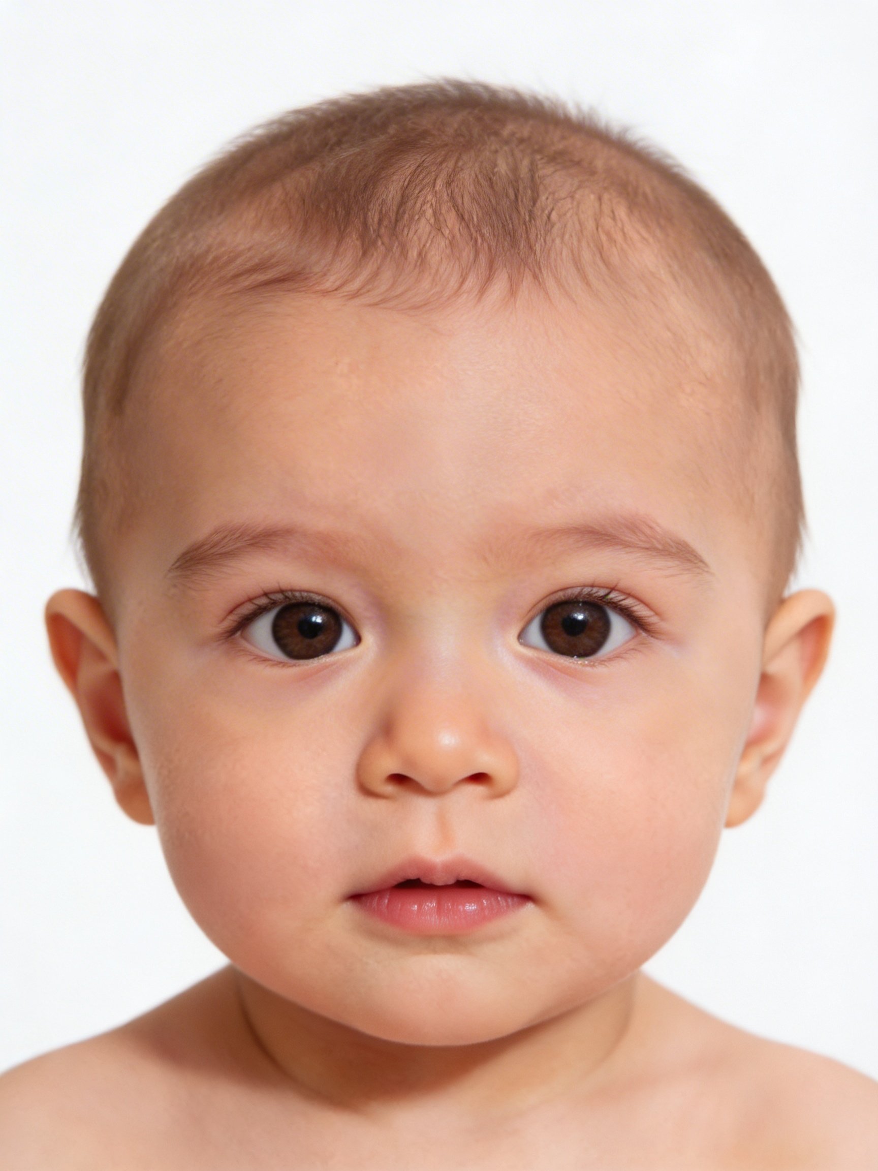 Baby met gesloten ogen als voorbeeld van een afgekeurde pasfoto