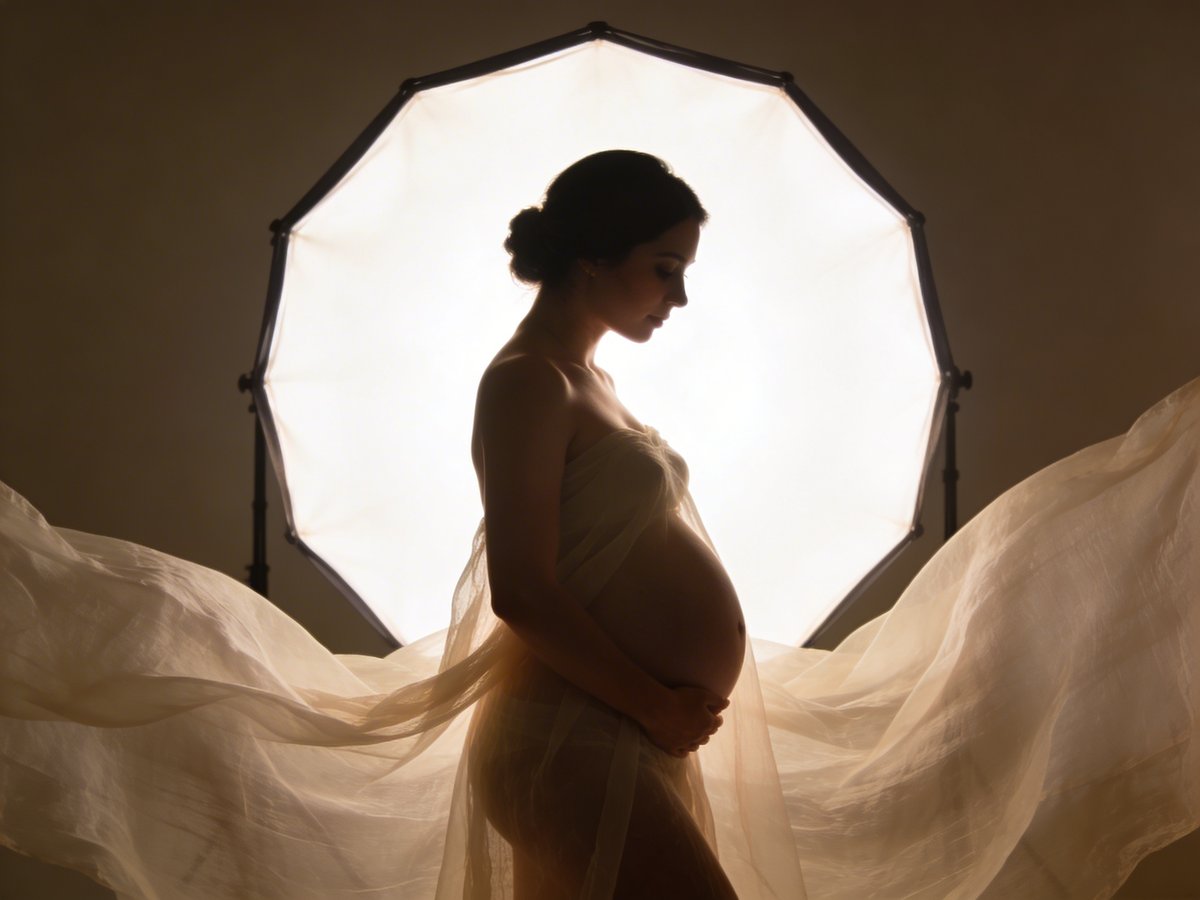 Selectie van vloeiende jurken en passende outfits voor een zwangerschapsfotoshoot